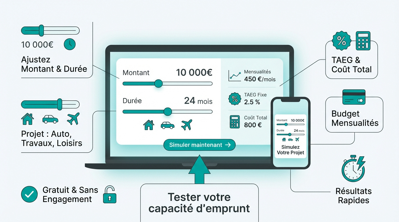 Interface numérique d'un simulateur de crédit pour financer un projet personnel