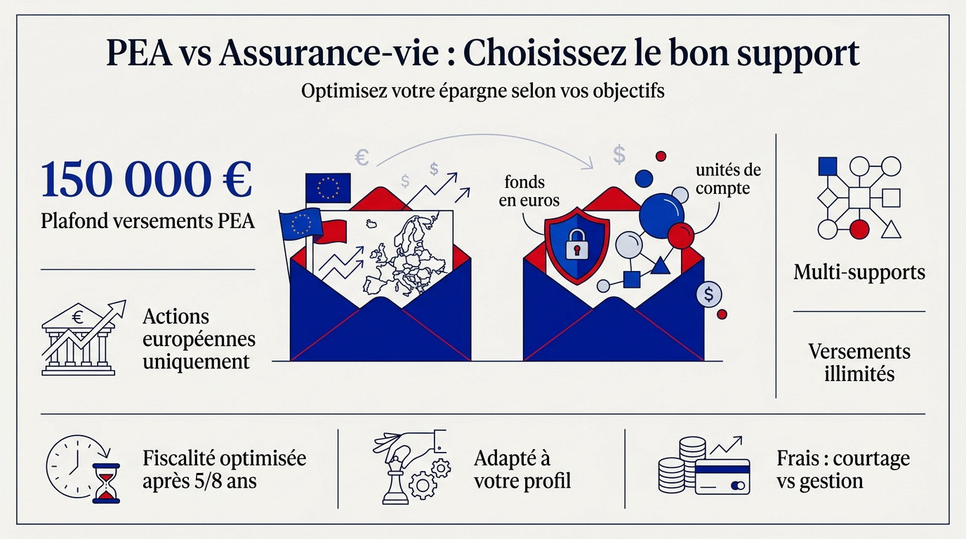Comparatif entre le Plan d'Épargne en Actions et l'assurance-vie pour l'investissement financier